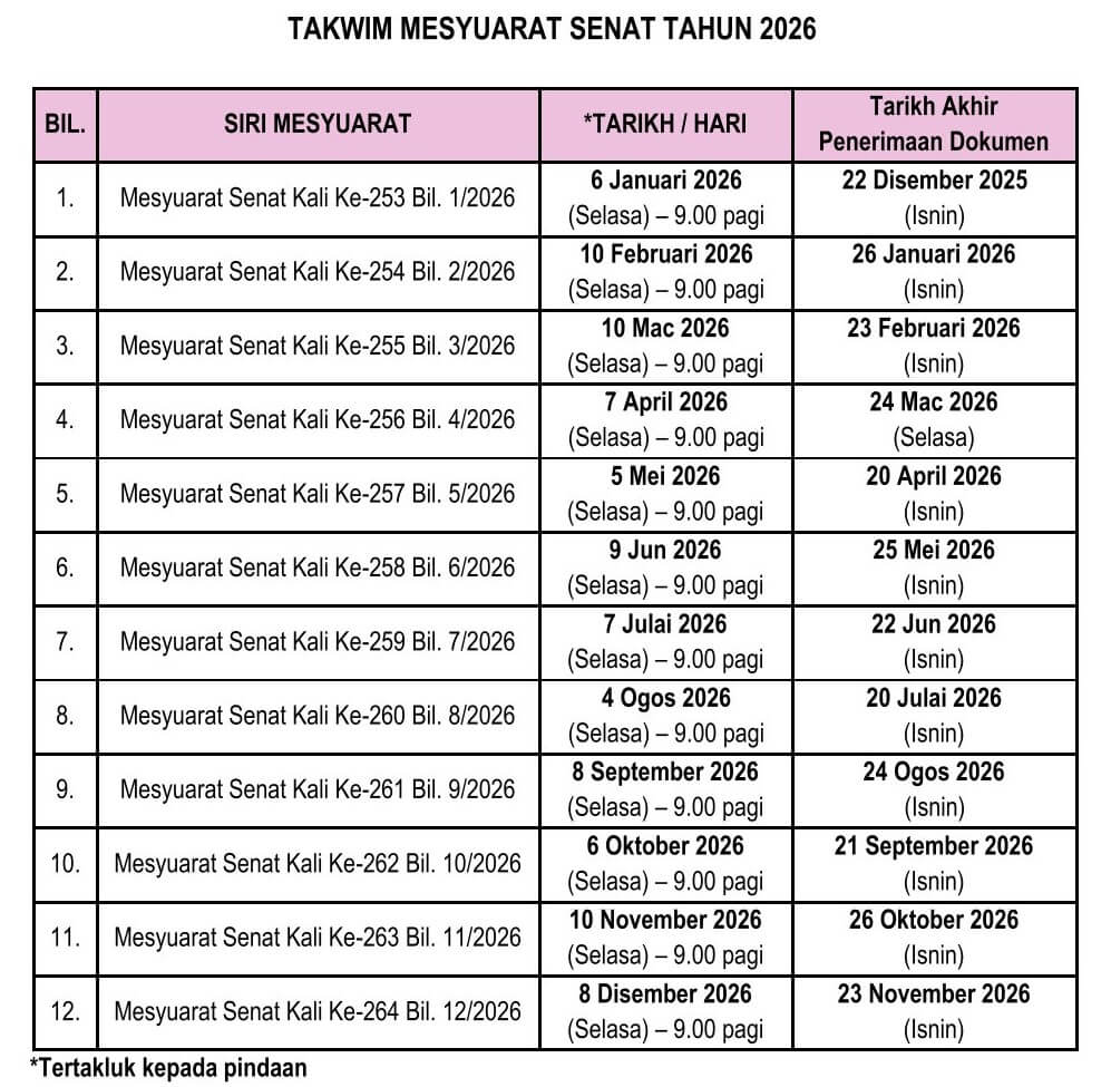 TAKWIM MESYUARAT SENAT TAHUN 2026_